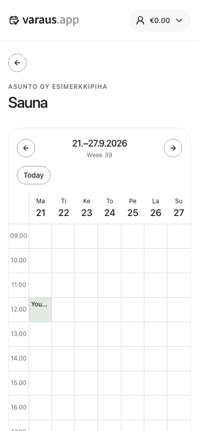 The calendar in resident mode.