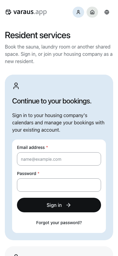 Resident services on a phone.