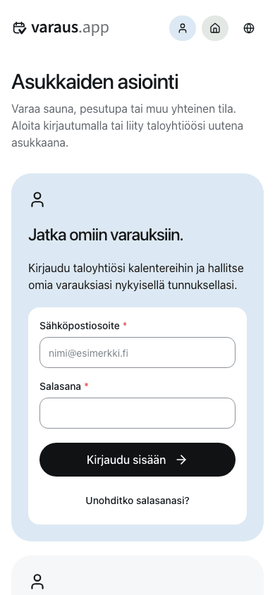 Asukkaiden asiointi puhelimessa.